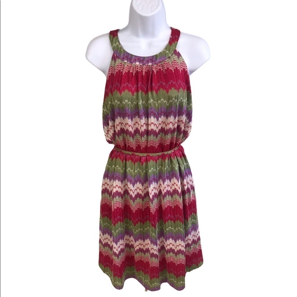 New York & Company colorful Tie Waist Dress Size L